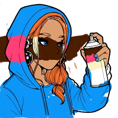 a realistic girl, spray painting