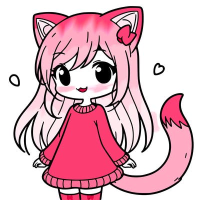girl with cat ears and tail