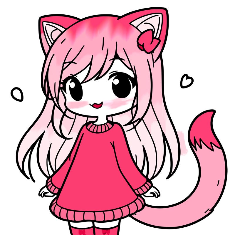 girl with cat ears and tail