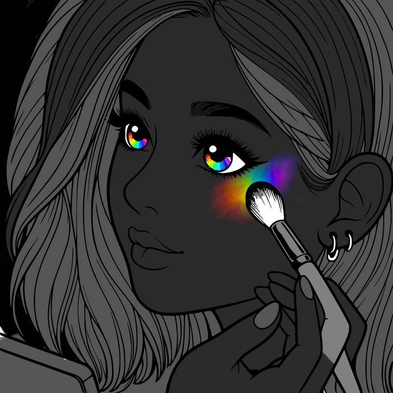 a realistic girl doing her makeup