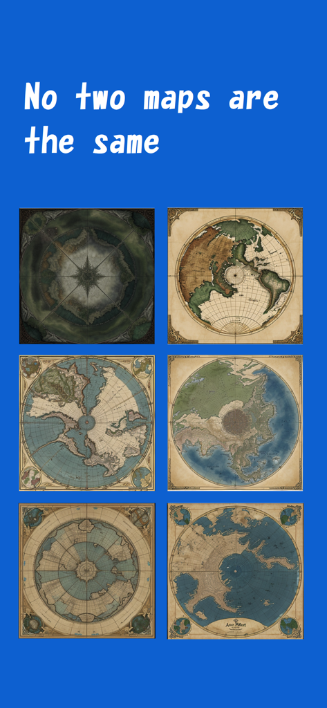 FantasyMapAI - A variety of six unique AI generated fantasy world maps in different artistic styles.