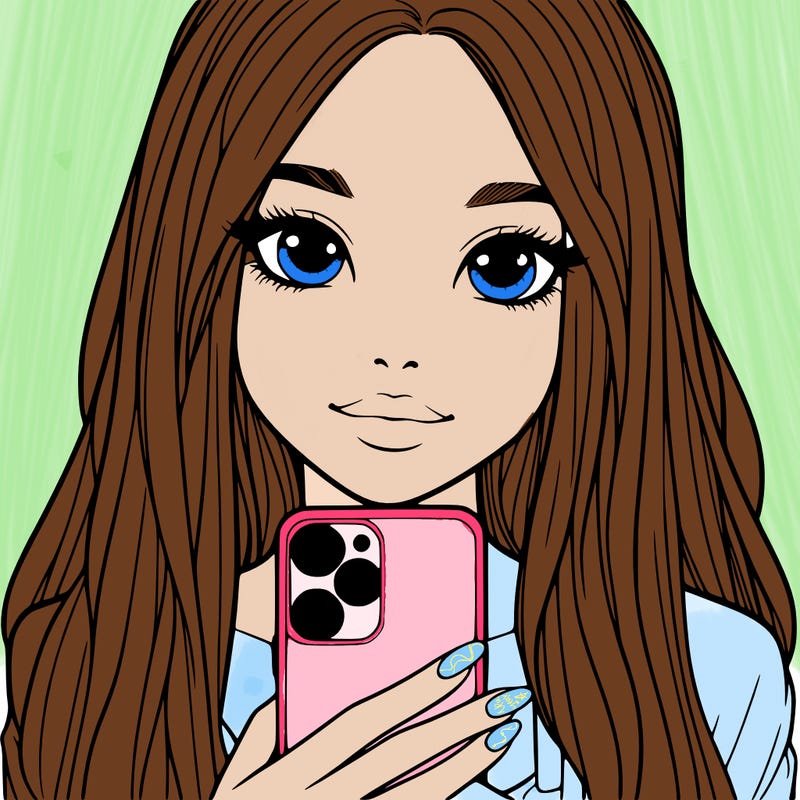 realistic girl with a phone