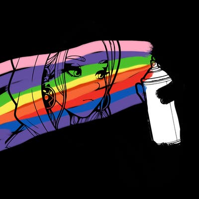 a realistic girl, spray painting