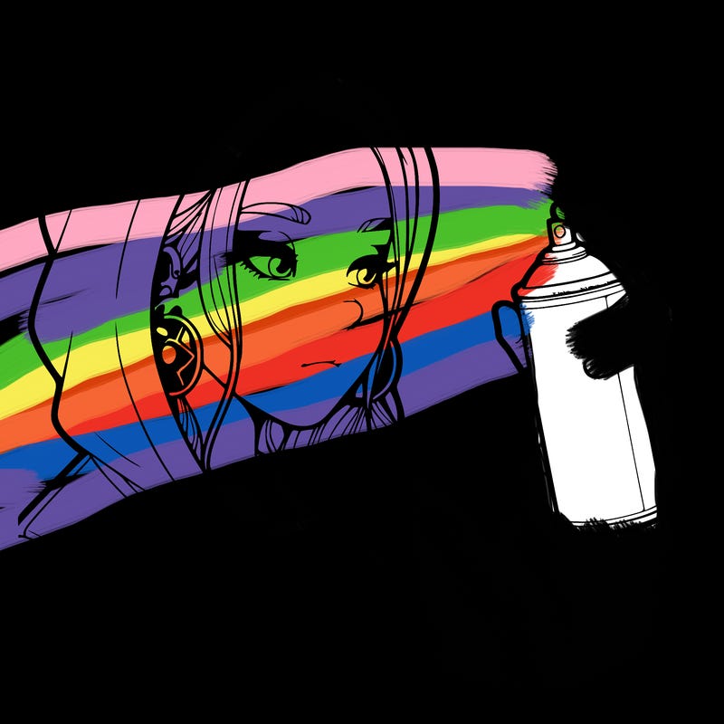 a realistic girl, spray painting