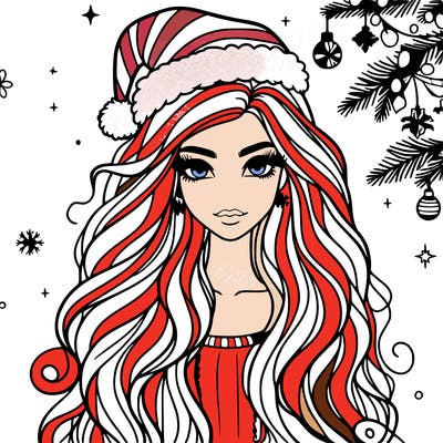 christmas fashionable female model and long hair