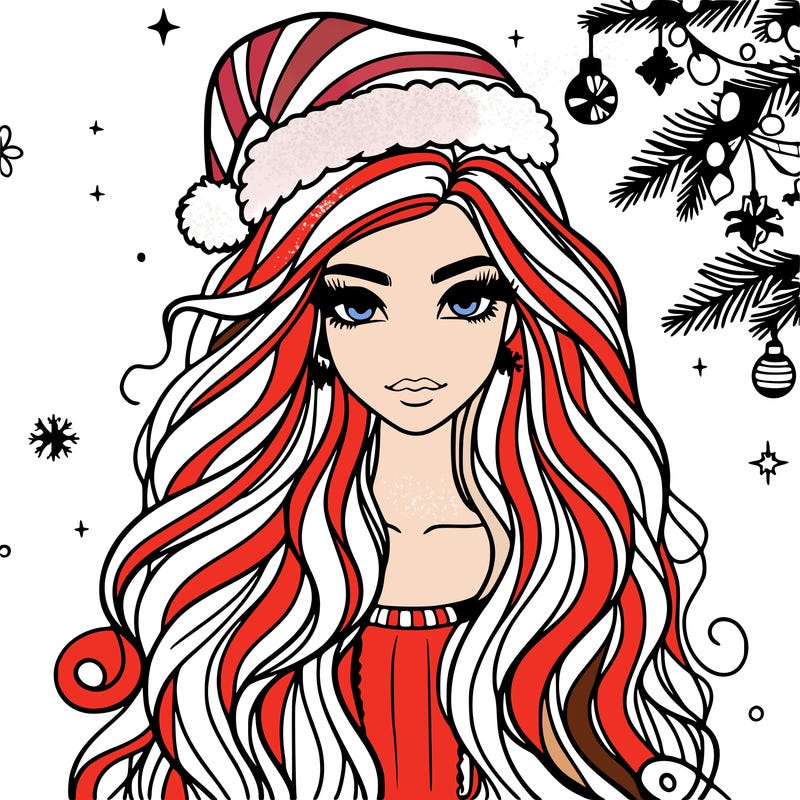 christmas fashionable female model and long hair