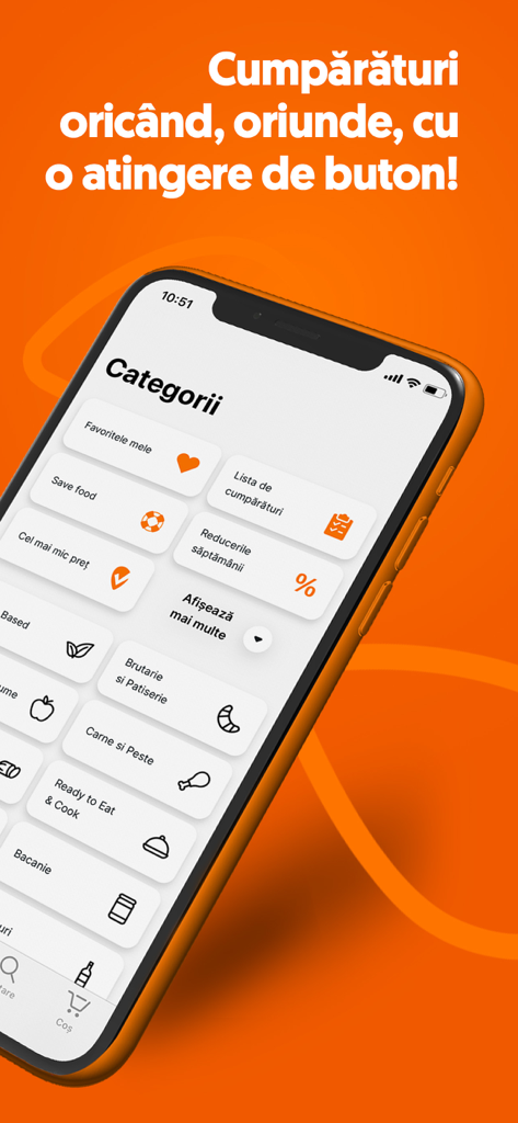 Sezamo - Sezamo grocery delivery app displaying shopping categories on a smartphone screen.