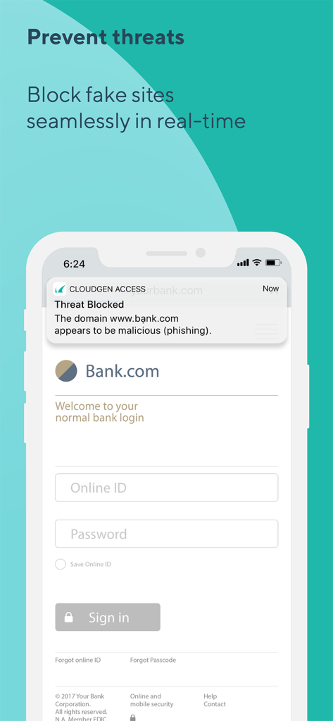 Barracuda CloudGen Access - Barracuda CloudGen Accessアプリの通知、悪意のあるフィッシングウェブサイトをブロック