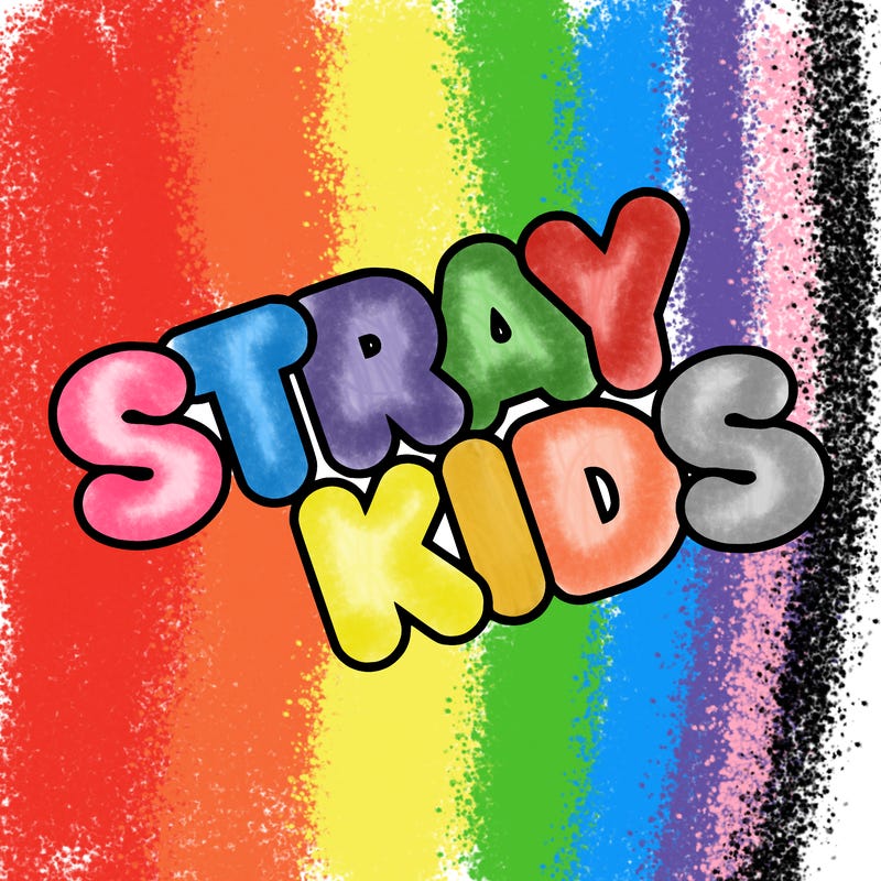 bubble letters saying stray kids