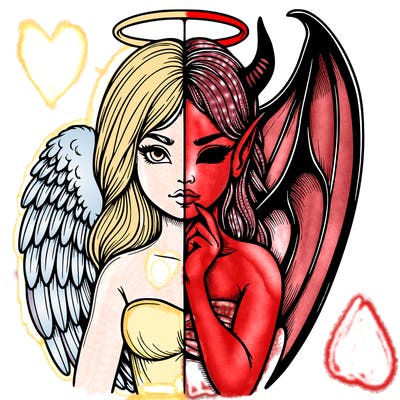 realistic angel half demon