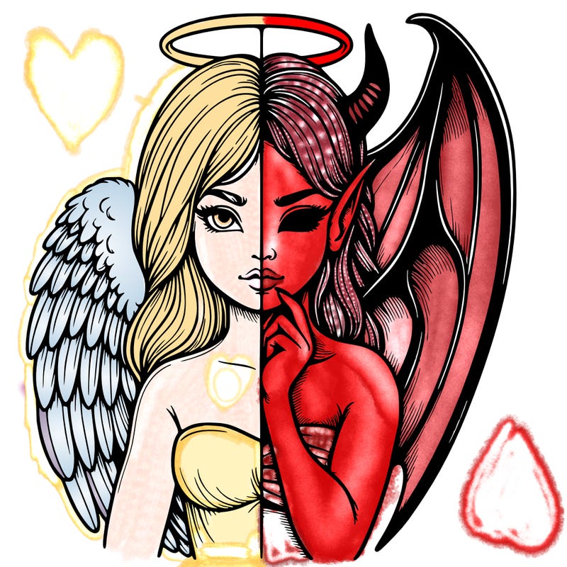 realistic angel half demon