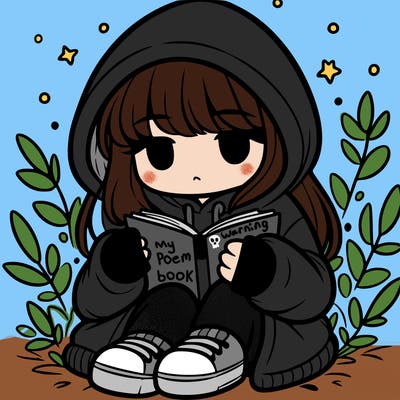 girl in oversized hoodie reading a book