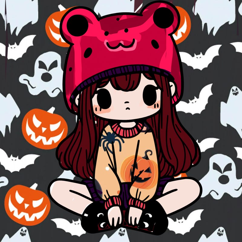 a girl wearing a frog hat and some frog socks