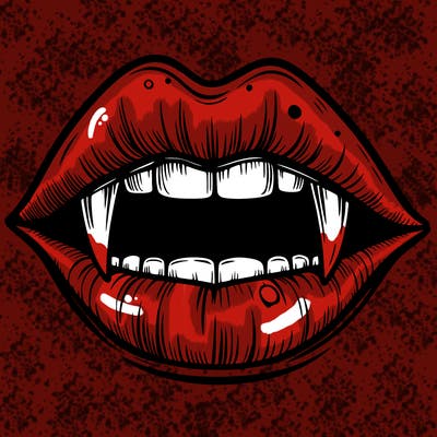 lips with vampire teeth