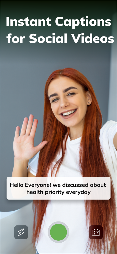 MixBit: Subtitles for Videos - A vlogger recording a video with automated instant captions using the MixBit app