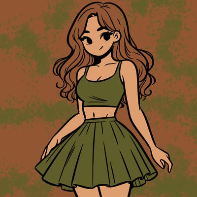 woman in a skirt and crop top