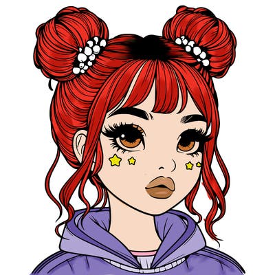 realistic girl with space buns