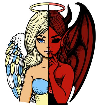 realistic angel half demon