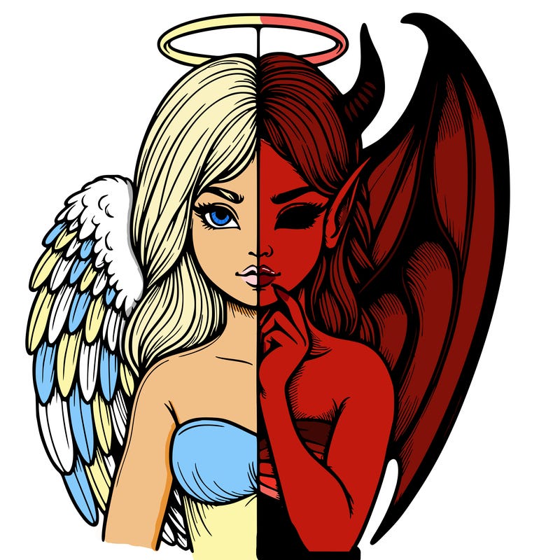 realistic angel half demon