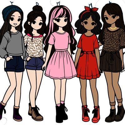 a group of five girls