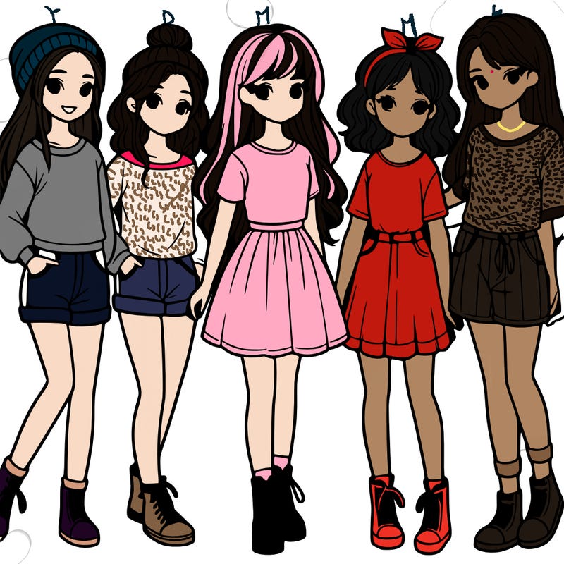 a group of five girls