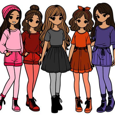 a group of five girls