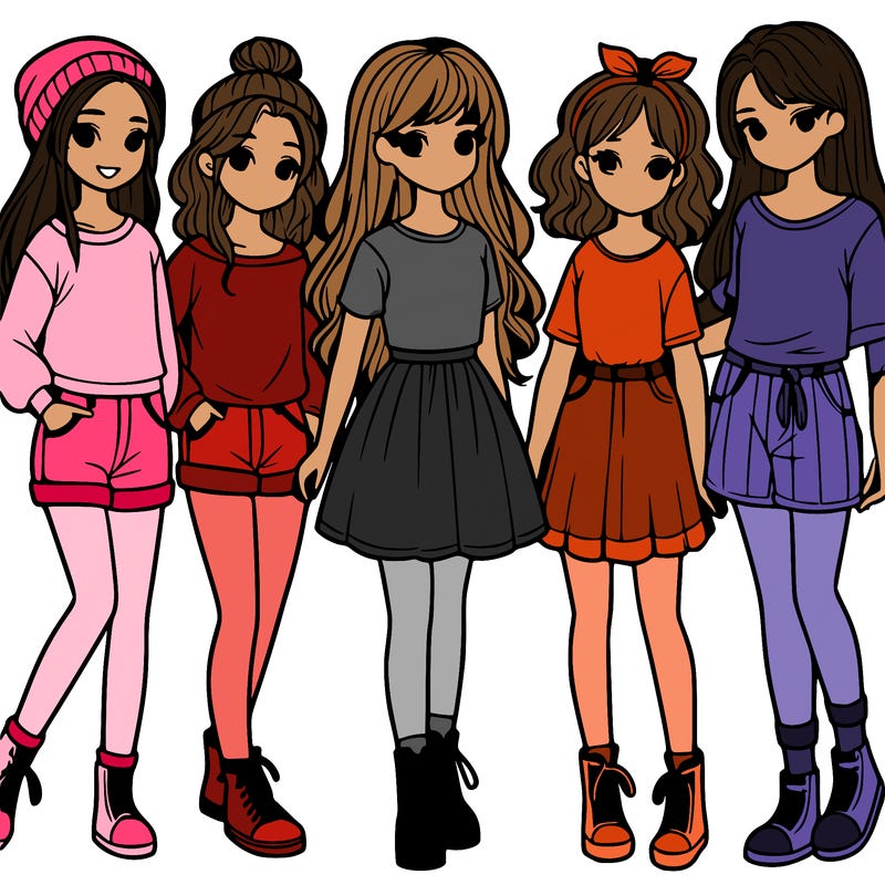 a group of five girls