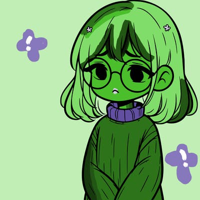 sad girl with glasses in a sweater