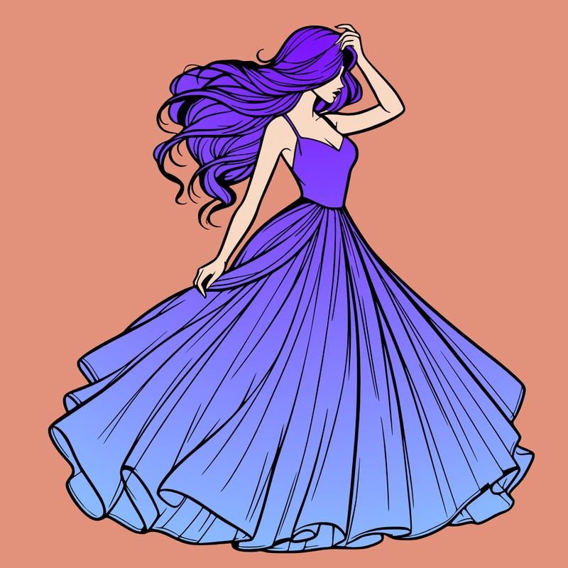 realistic woman with dress flowing in the wind