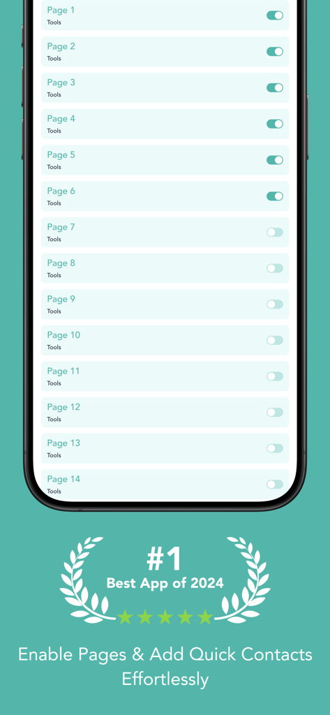 Interface for enabling and managing multiple pages of speed dial contacts.
