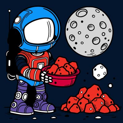 space robot collecting moon rocks