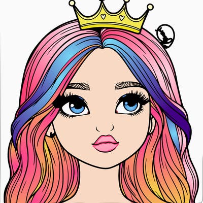 a realistic girl with a crown on
