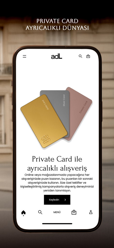 adL - Fashion - Schermata dell'app di moda adL per il programma fedeltà Private Card e i livelli