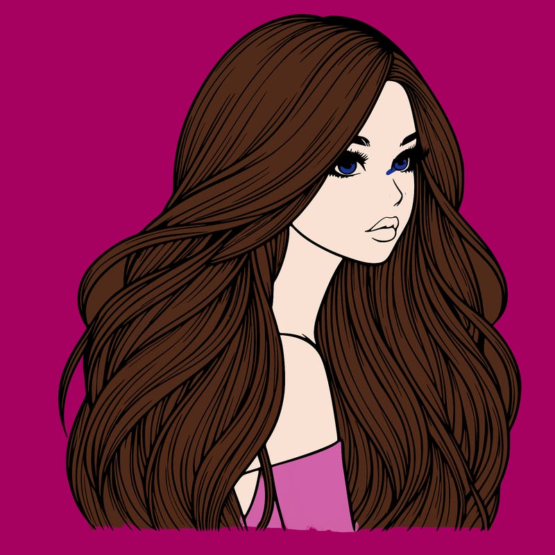 realistic girl with long realistic hair
