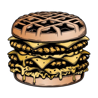 realistic waffle burger