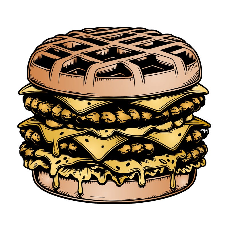 realistic waffle burger