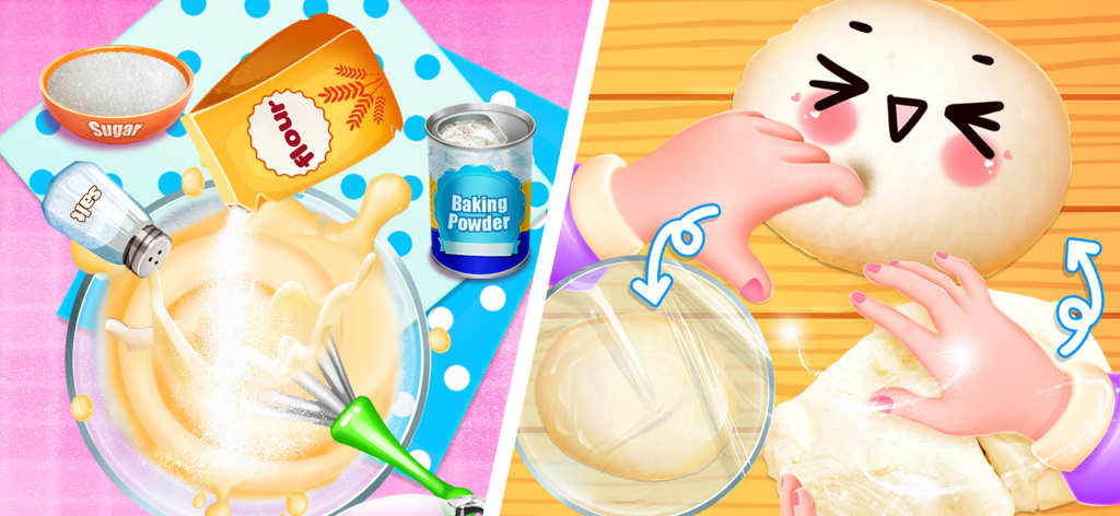 Mixing ingredients and kneading dough in the Pizza Gourmet cooking simulation