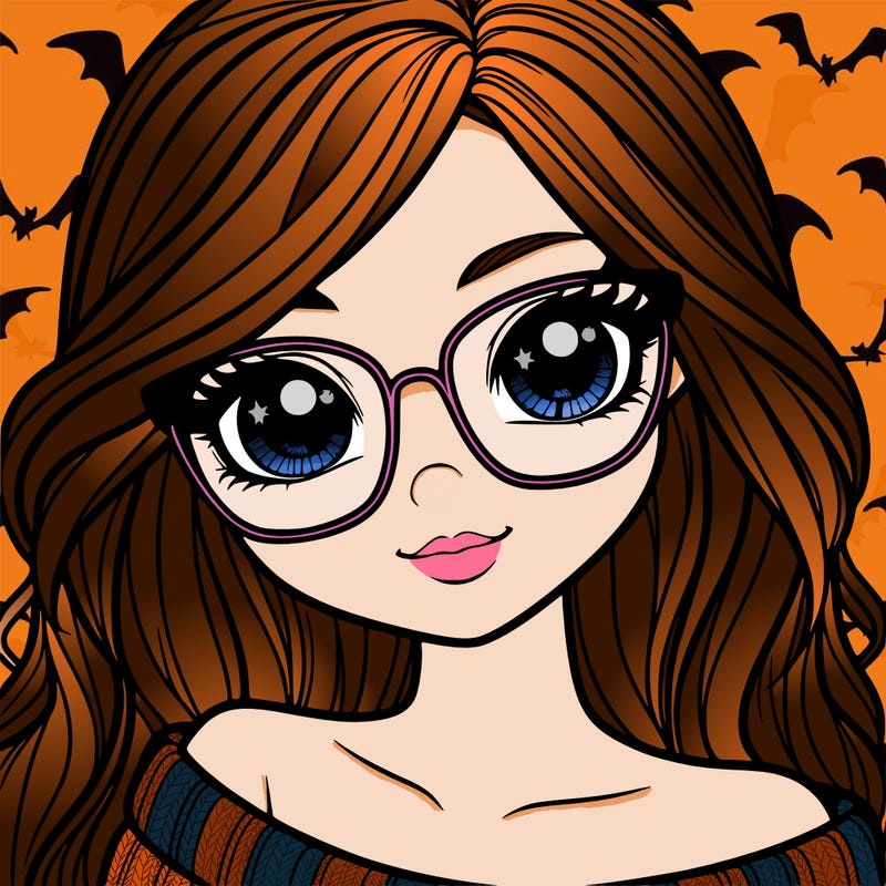 girl with beautiful eyes, hair, and glasses