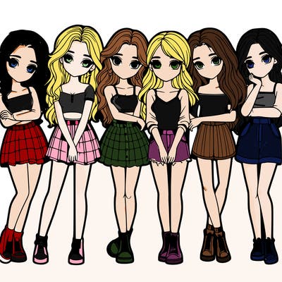 a group of girls realistic