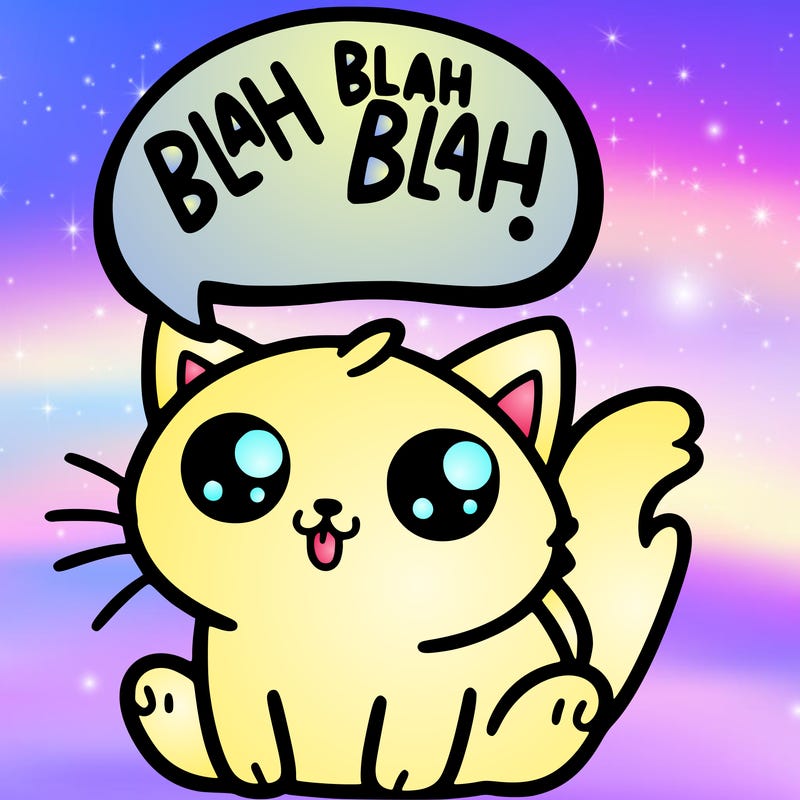 a cute cat saying blah blah