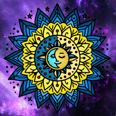 mandala star sun moon