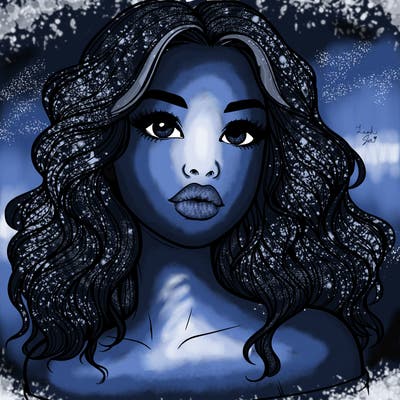 realistic girl with wavy hair and lips