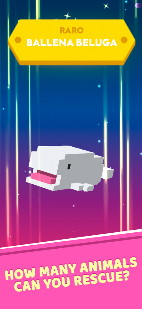 Idle Star Zoo: Universe Tycoon - Un personaje raro de beluga estilo voxel en el juego móvil Idle Star Zoo Universe Tycoon