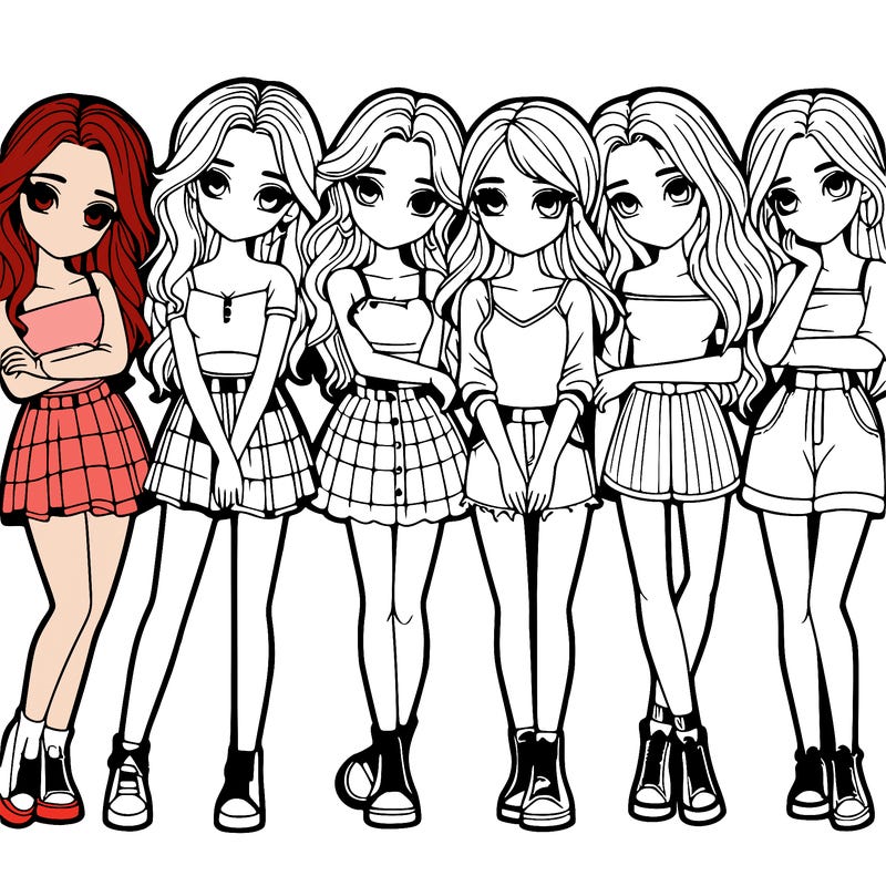 a group of girls realistic