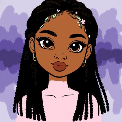 a realistic black girl with braids