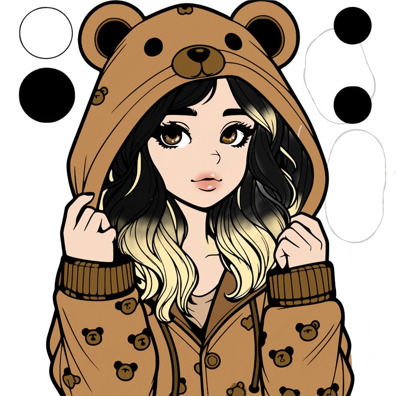 realistic girl in a animal pjs hoodie