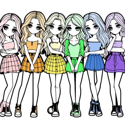 a group of girls realistic