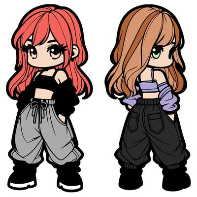 girl in crop top and baggy pants