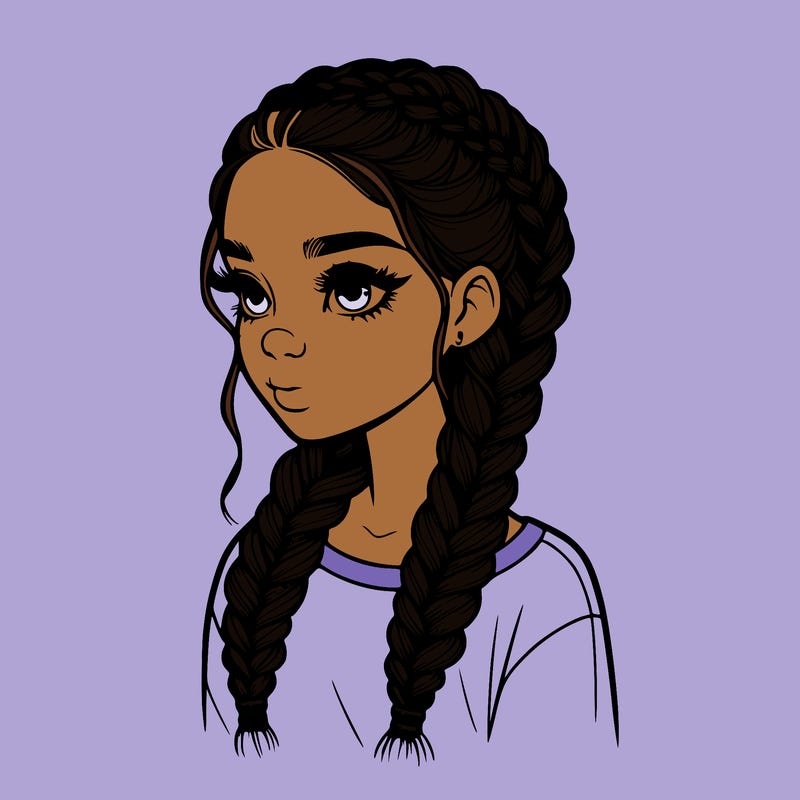 realistic girl with braids