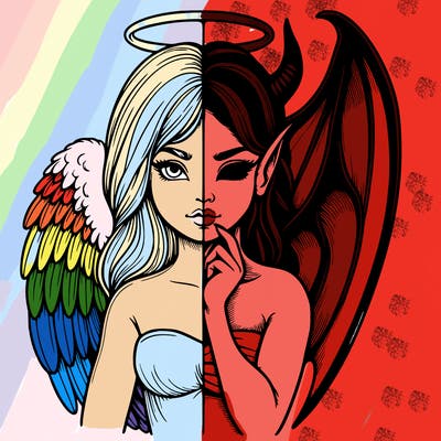 realistic angel half demon